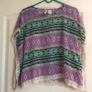 Girls’ Heart and Crush patterned-float blouse